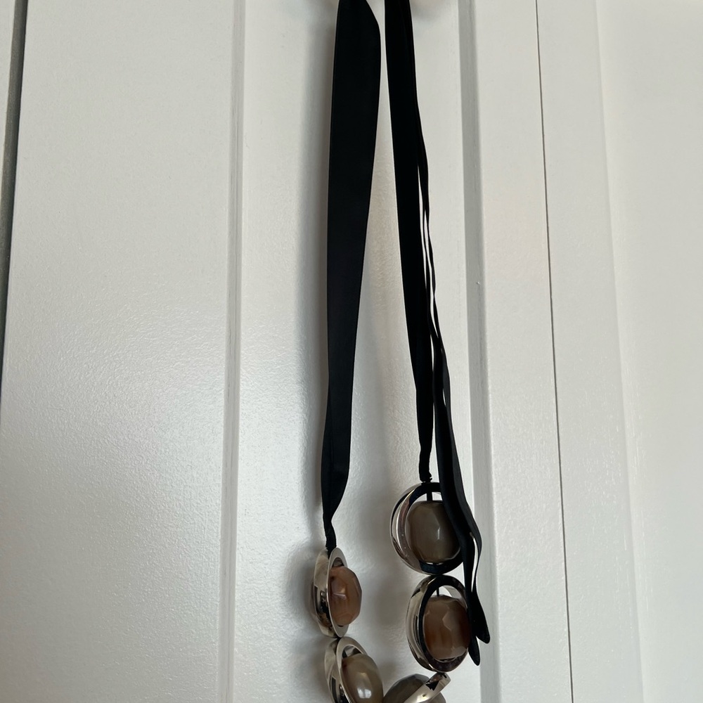 Marni Black and Silver Necklace with Brown Accents